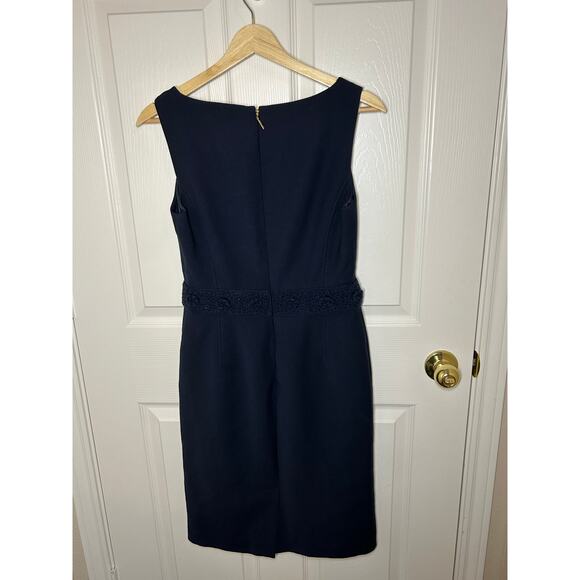 Tory Burch Kari Wool Blend Sleeveless Navy Sheath Dress - Picture 6 of 13